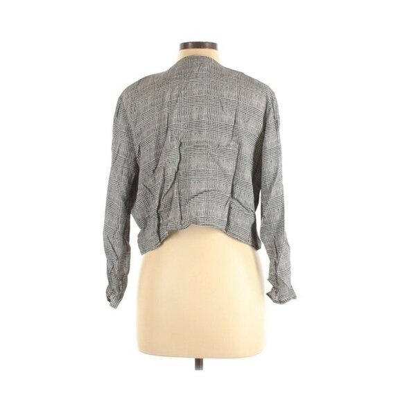 Bardot Plaid Multicolor V Neck Tie Front Crop Top - Picture 2 of 2